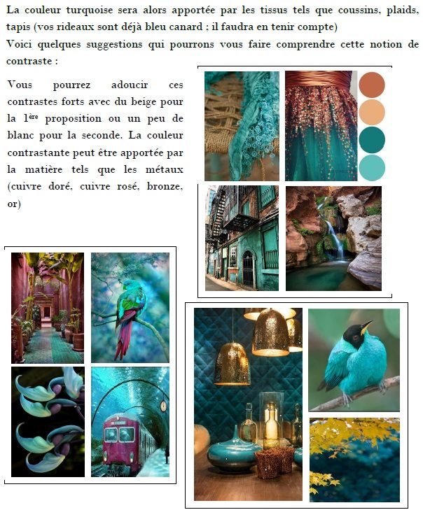 Intérieur coloré avec des objets décoratifs, oiseaux et des motifs orientaux.